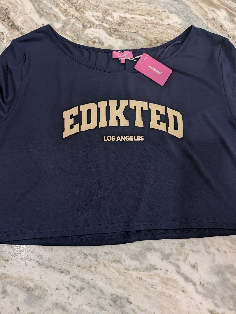 Edikted Navy Crop Tee - Picture 2 of 4